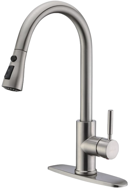 WEWE Single Handle Arc Brushed Nickel Pull Out Faucet